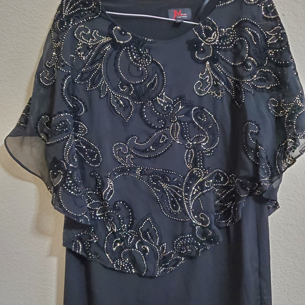 Elegant Black Beaded Poncho